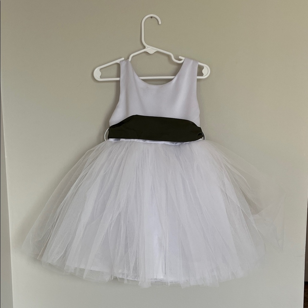 Ivory and Olive Flower Girl Dress